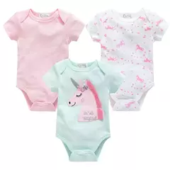Algodão das meninas do bebê Bodysuit de manga curta, recém-nascido Vestuário, Criança, 0-12 meses, 3 6 Pcs por lote - loja online