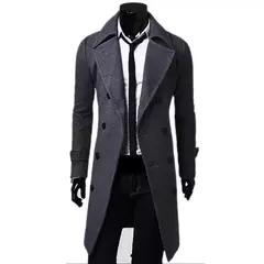 Casaco trespassado duplo masculino, jaqueta justa, monocromática, mistura de lã, moda casual, alta qualidade, novo, inverno, 2023 - Wolf Magazine
