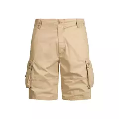 Calções de algodão de bolso múltiplo masculino, macacão de cor sólida de alta qualidade, casual ao ar livre, calças curtas esportivas, novo verão