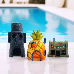 Decoração de aquário acessórios de paisagismo decoração de aquário de tanque de peixes personagem de desenho animado decoração de casa de abacaxi - comprar online
