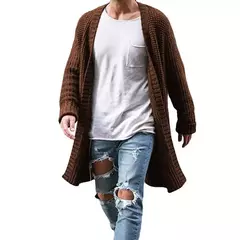 Cardigã de malha de algodão masculino, suéteres finos de manga comprida, outwear masculino monocromático, casaco quente, moda casual, novo, outono, inverno - loja online