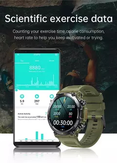 MEVADEN-Relógio Inteligente de Chamada Bluetooth para Homens, Rastreador de Fitness Esportivo, Monitor Cardíaco, Smartwatch 1.39 "HD para Android, IOS, K56, 400mAh - comprar online