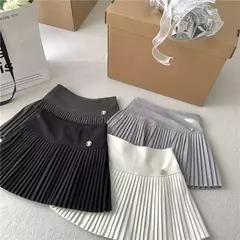 Mini vestido de emagrecimento de cintura alta feminino, estilo Tweed, saia plissada linha A, versátil, outono, inverno na internet