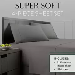 Luxuoso poliéster lençol Set, cama cor sólida Set para quarto ou quarto, 4 pcs