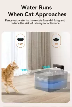 Rojeeco fonte de água automática sem fio para gatos, 2600mah, dispensador de água para animais de estimação, sensor infravermelho, fonte inteligente para animais de estimação