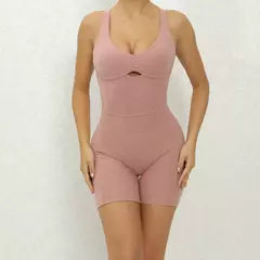 Macacão rosa push up feminino, roupa de ginástica, macacão fitness, roupas esportivas de ioga, conjunto de treino 2024 - comprar online