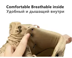 Botas de couro antiderrapante ao ar livre para homens, botas de deserto respiráveis, botas confortáveis, sapatos de trabalho, inverno na internet