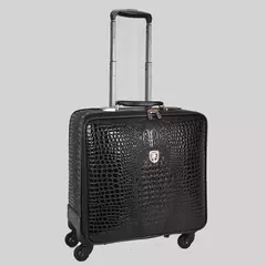 Imagem do Crocodilo Padrão Couro Rolando Bagagem, Embarque Trolley Mala, Bagagem de Viagem Real para Homens e Mulheres, 16 20 24 Polegada