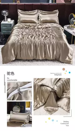 Mulberry Silk Bedding Set, capa de edredão, lençol, fronha, lençol de cetim luxo, cor sólida, rei, rainha, completo, Twin Size - loja online