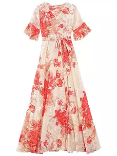 Vestido longo com cintura feminina, elegante vestido emagrecedor, manga curta, na moda na internet