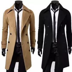 Casaco trench mistura de lã slim fit masculino, jaqueta monocromática, moda casual, alta qualidade, outono, inverno, 2024