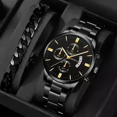 Relógio de pulso de quartzo para homens, calendário de luxo, relógios, relógio masculino, pulseira, moda - comprar online