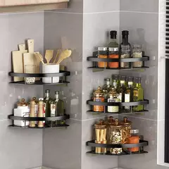 Prateleira do banheiro liga de alumínio shampoo rack organizador armazenamento maquiagem prateleira do chuveiro acessórios do banheiro sem broca prateleira canto parede - Wolf Magazine