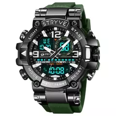 STRYVE-Homens resistente ao choque esporte relógios, relógio de pulso impermeável, LED alarme, cronômetro, relógio militar, 50m, 8025 - comprar online