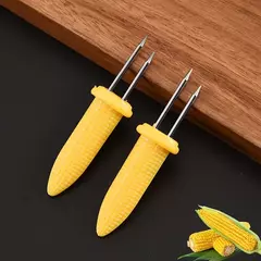Garfo de milho para churrasco em aço inoxidável, Portadores de milho portáteis, Agulha de milho anti-escaldante, Espiga de milho, Ferramenta de churrasco duplo, 10pcs - loja online