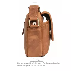 Bolsa de ombro retrô de couro genuíno masculina, grande capacidade, bolsa transversal diagonal, bolsa pequena para iPad, cavalo louco - Wolf Magazine