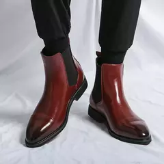 Botas masculinas de sola vermelha quadrada Chelsea, Ankle Boots artesanais de negócios Toe, homens vestem sapatos, nova marca de luxo, ao ar livre, 2024 na internet