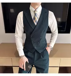 Blazers colete de peito duplo masculino, terno casual slim fit masculino, colete de ajuste de alta qualidade, roupas de marca primavera, 2023 € - Wolf Magazine