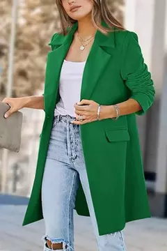 Imagem do Jaqueta de gola virada para baixo feminina, mistura de lã, casacos longos, casacos femininos, roupas de inverno