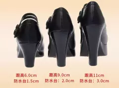 Imagem do Bombas plataforma de salto bloco para mulheres, salto alto com fivela, sapatos femininos, elegantes sapatos pretos de escritório, primavera, outono, 2023