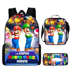 Super Mario Brothers Mario Escola Primária e Secundária Mochila Escolar, 3D Cartoon Mochila, Meninos e Meninas, Novo Filme, Conjunto de 3Pc - comprar online