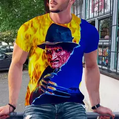 Camiseta de horror estampada em 3D para homens e mulheres Freddy Krueger Jason, camisa de manga curta, pulôver esportivo, camiseta de verão, blusa infantil, novo - loja online