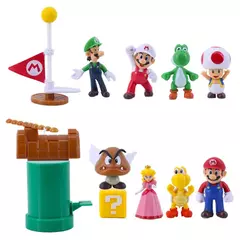12 pçs super mario bros figuras de ação pvc bonito brinquedo boneca bonito criança decoração luigi yoshi bonecas modelo conjunto para crianças presente aniversário - loja online