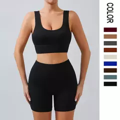 Malha roscada Yoga Set para Mulheres, U-Shaped, Sem Costura, Esportes, Fitness, Yoga Suit, Workout roupas