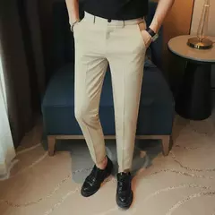 Calça casual slim-fit masculina, fato formal, monocromático, cintura ajustável, festa social, moda empresarial, novo, outono, 2022, 38-28 na internet