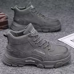 Bota de couro de luxo masculina, sapatos casuais, tênis de segurança do trabalho, plataforma, designer, inverno, 2024 - comprar online
