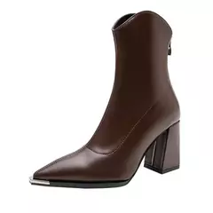2024 inverno salto alto sexy mulheres sapatos de luxo chunky tornozelo chelsea botas moda novo dedo do pé apontado zíper goth bombas sapatos marca