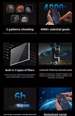Máquina integrada de fotografia de astronomia inteligente Seestar S50, telescópio astronômico, teodolito, fotografia, observação de estrelas, tiro