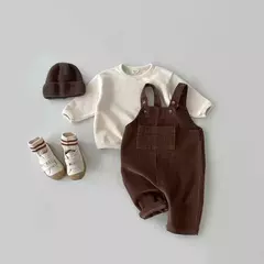 Romper Suspender de veludo infantil, macacão monocromático para bebês meninos e meninas, roupas infantis, outono e inverno na internet