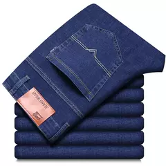 Homens de negócios calças jeans retro clássico denim calças casuais estiramento luxo jeans moda masculina denim pant homme na internet