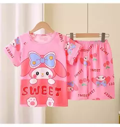 Novo verão crianças pijamas conjunto de 2 peças roupas de ar condicionado para meninos meninas bebê manga curta roupas para casa na moda - comprar online