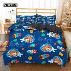 Conjunto de cama para meninos da aviação dos desenhos animados, astronauta Duvet Cover, Blue Sky Dream Quilt Cover, gêmeo, único, tamanhos duplos, fronha - loja online
