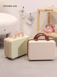 Mini caixa de maquiagem vintage 14 Polegada portátil viagem saco de higiene pessoal prático caso de armazenamento para acessórios cosméticos bloqueio senha na internet