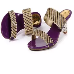 Sandálias femininas de diamante com strass, salto stiletto de uma palavra, salt - Wolf Magazine