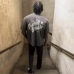 BARBELL Briggs-camiseta solta de fitness masculina, camiseta casual de algodão, manga curta, corrida na academia, moda verão, tamanho grande, de M a 3XL - loja online