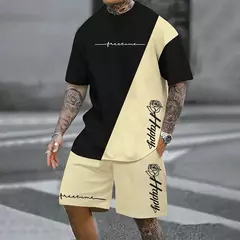 Conjunto de camiseta e shorts casuais masculinos, tops de praia estampados em 3D, moda streetwear, roupas esportivas, estilo havaiano, novo, 2 peças - Wolf Magazine