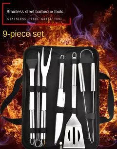 Conjunto De Ferramentas De Combinação De Churrasco, Forno De Aço Inoxidável, Saco De Pano Portátil, Ferramenta De Cozimento Ao Ar Livre - Wolf Magazine
