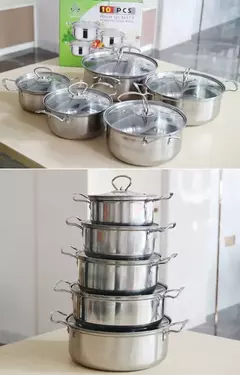 Conjunto de panelas de aço inoxidável, Panelas Naturais, Conjuntos chineses de cozinha antiaderente, 10 Pcs