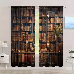 Idade Média Cortina impressa para Home Decor, tratamento janela de bolso, quarto, escritório, cozinha, sala de estar, haste, 2pcs - Wolf Magazine