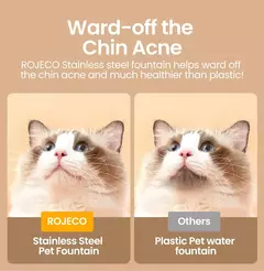 Rojeeco bebedouro de aço inoxidável para animais de estimação, fonte automática de água para gatos, dispensador inteligente de água para cães e gatos na internet