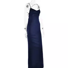 Imagem do Vestido feminino slim fit, slim fit, split, vestido comprido, monocromático, moda verão, novo, sexy, 2024