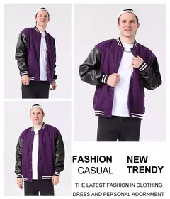 Patches masculinos jaqueta bomber bloco de cores varsity beisebol outerwear casual solto primavera e outono confortável casacos unissex 24h enviado - comprar online