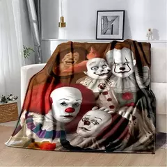 Cobertor de flanela com padrão pennywise de palhaço dançante, cobertor multiuso para presente de feriado, cobertores quentes e macios para todas as estações