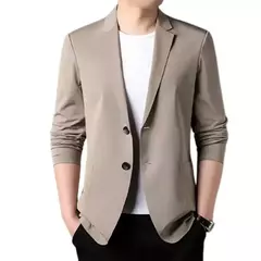 Blazers de negócios monocromáticos masculinos, blazers slim fit, botões duplos, lapela, mangas 3/4, terno de deslocamento, casaco do noivo