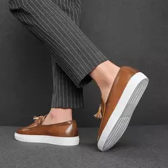 Sapatos casuais de couro de verão sapatos de escritório para homens de condução mocassins confortáveis deslizamento em sapatos de moda de festa