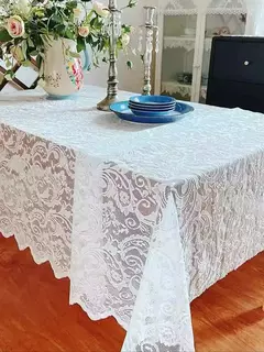Toalha de renda branca para mesas retangulares, recepção de casamento, festa de aniversário, estilo vintage - loja online
